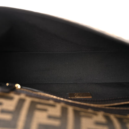 Fendi Fabric Jacquard Paillettes Vitello Seta FF 1974 Baguette Testa di Moro Real Ebano 5 of 11