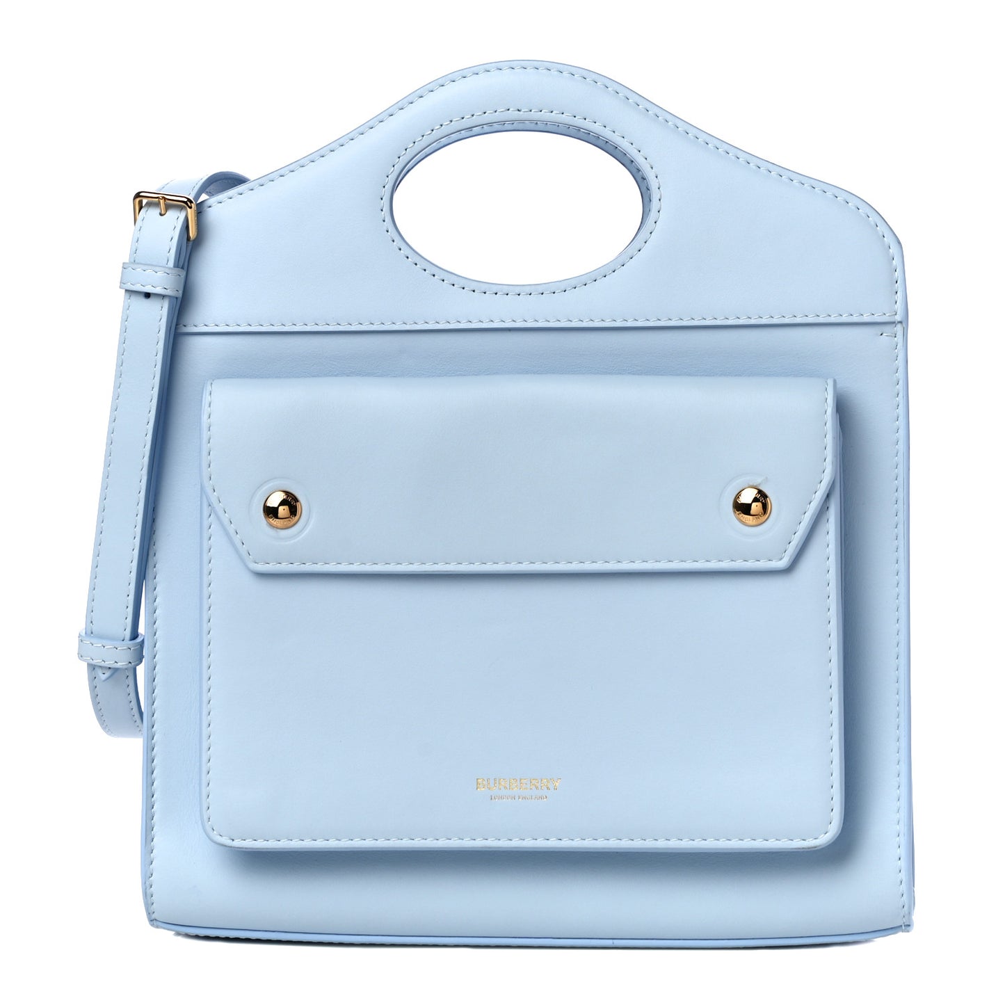 Smooth Calfskin Mini Pocket Bag Pale Blue