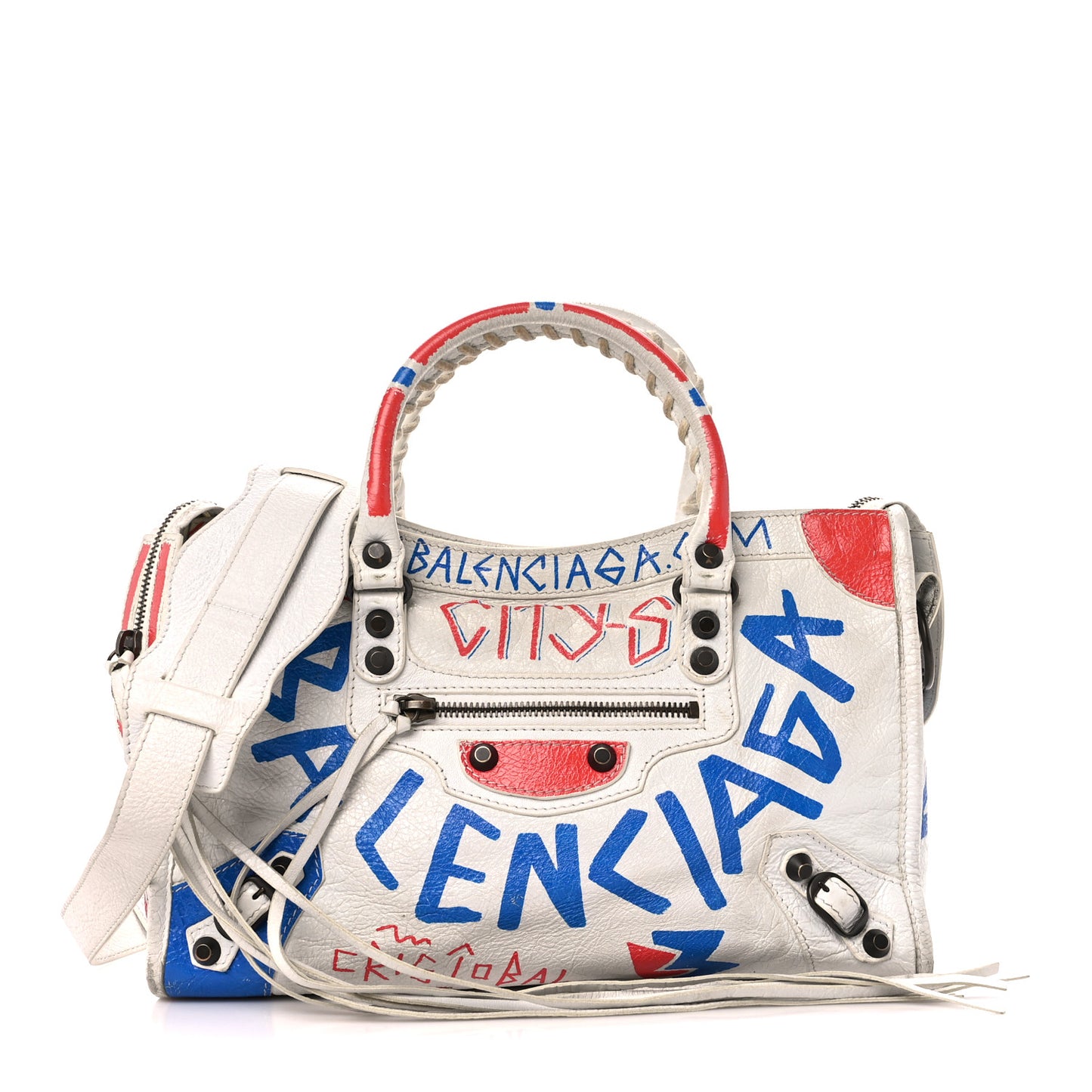 Agneau Graffiti All Over Classic Hardware S City White Bleu Rouge
