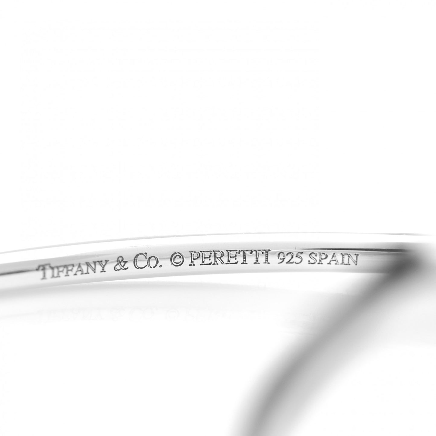 Sterling Silver Diamond Elsa Peretti Open Heart Bangle Bracelet