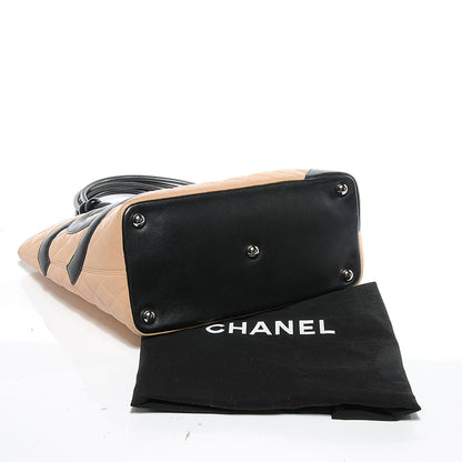Chanel Calfskin Quilted Large Cambon Tote Beige Black 5 of 8