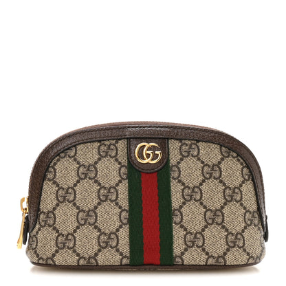 Gucci GG Supreme Monogram Textured Calfskin Web Medium Ophidia Cosmetic Case Beige Ebony New Acero 1 of 8
