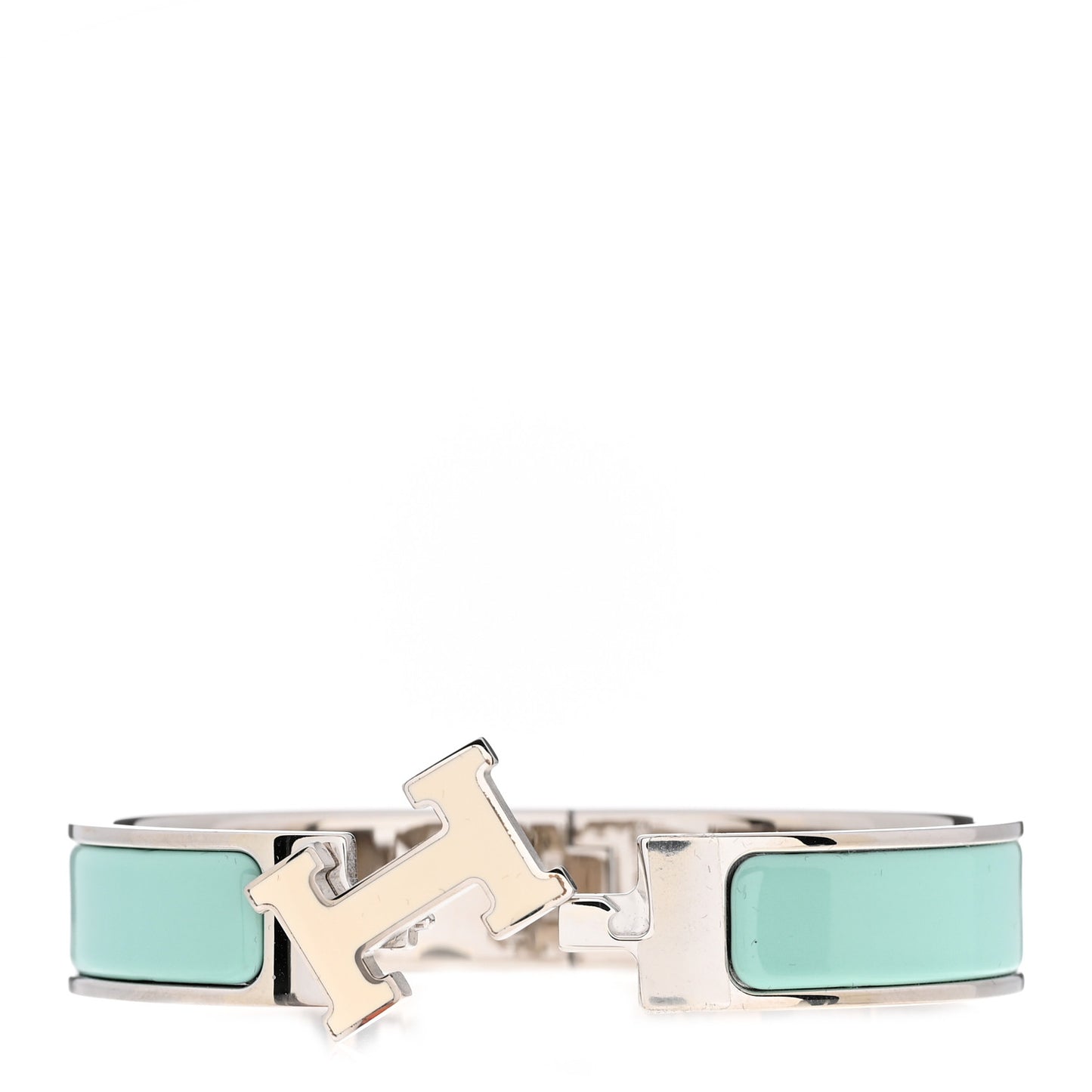 Enamel Narrow Clic Clac H Bracelet PM Lagon White