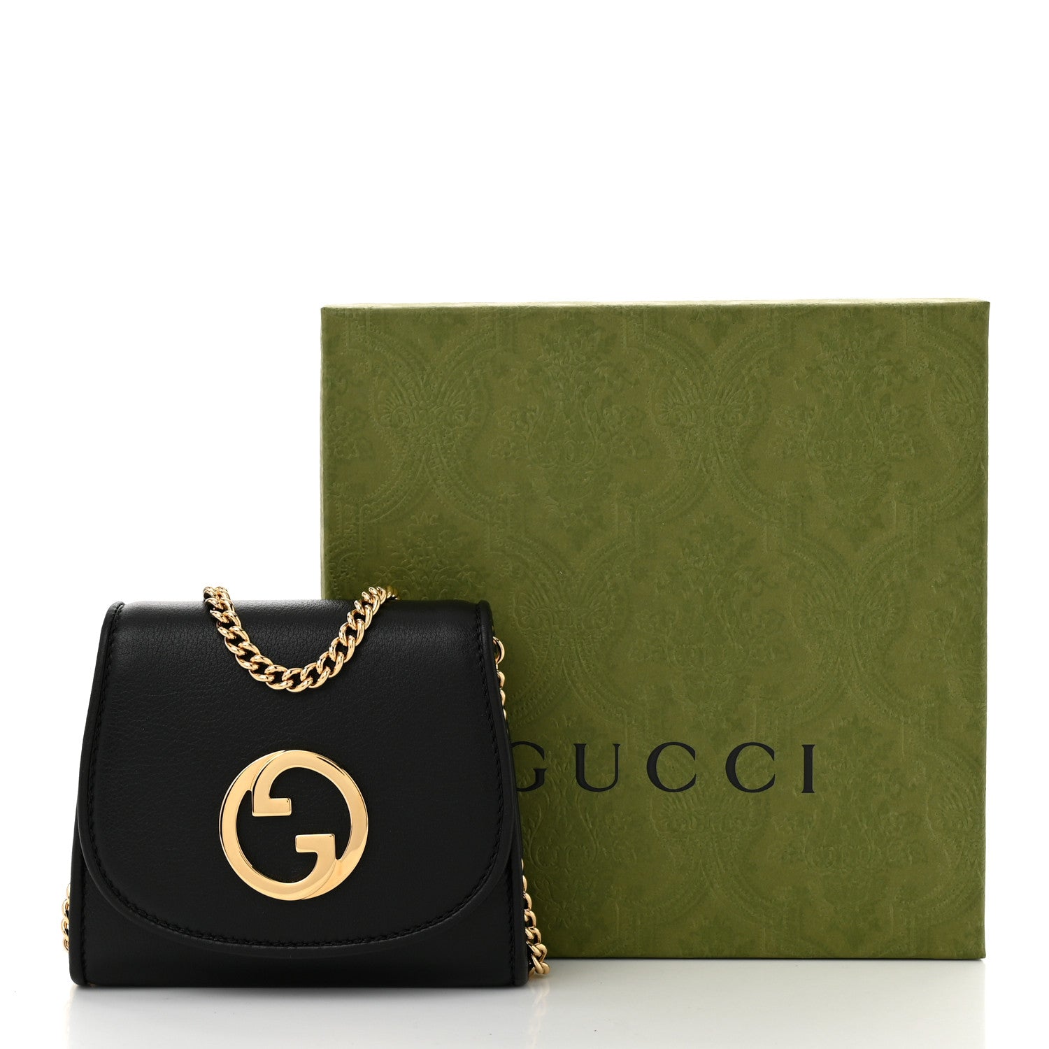 Gucci Roxy Calfskin Medium Blondie Chain Wallet Black 11 of 11