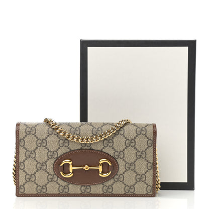 Gucci GG Supreme Monogram Azalea Calfskin Horsebit 1955 Wallet On Chain Beige Ebony Brown Sugar 13 of 13