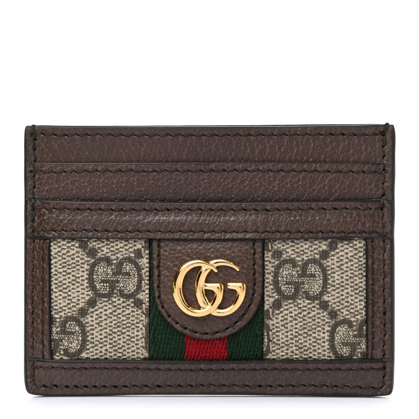 GG Supreme Monogram Ophidia Card Holder Brown