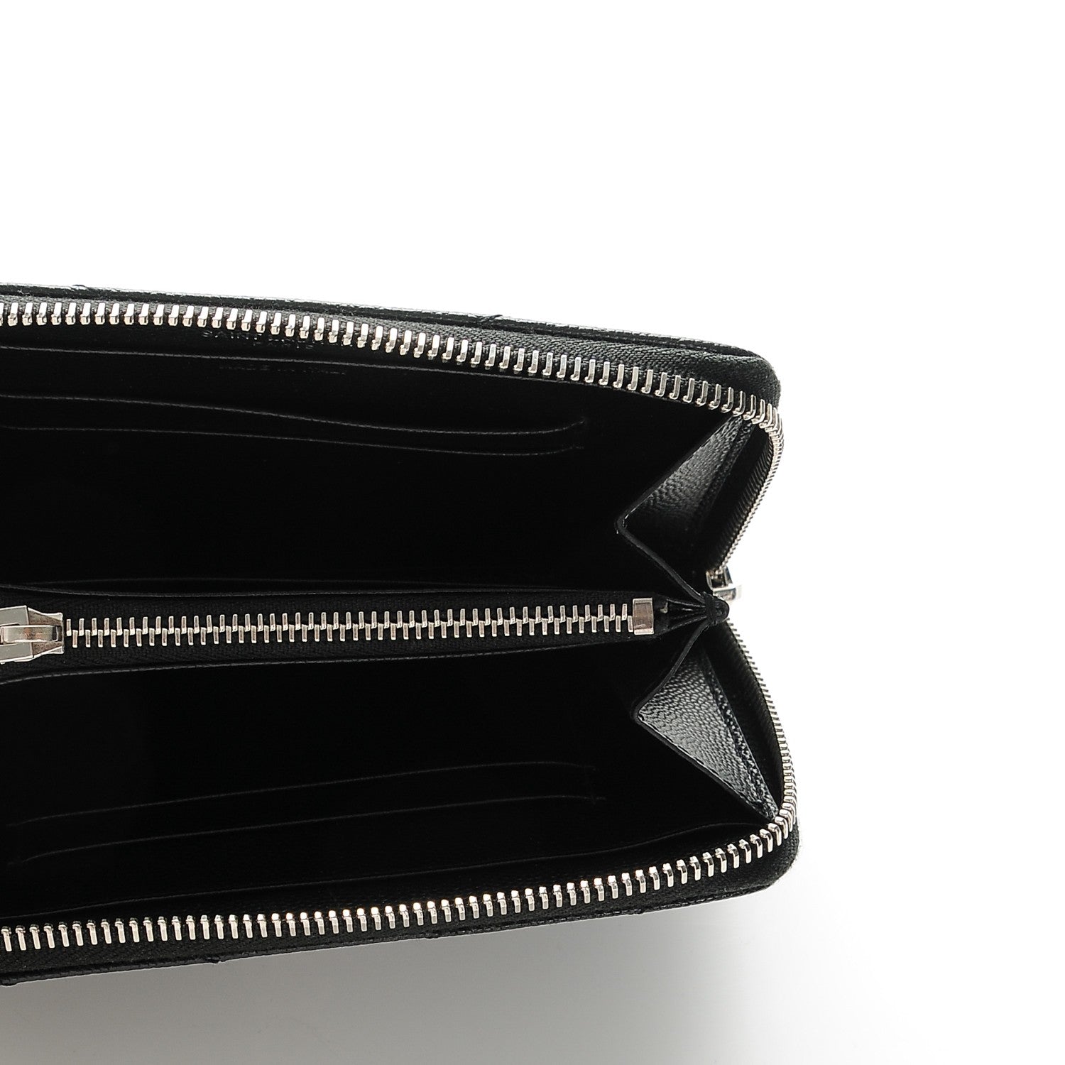 Saint Laurent Grain De Poudre Matelasse Chevron Monogram Zip Around Wallet Black 5 of 6