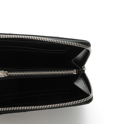 Saint Laurent Grain De Poudre Matelasse Chevron Monogram Zip Around Wallet Black 5 of 6