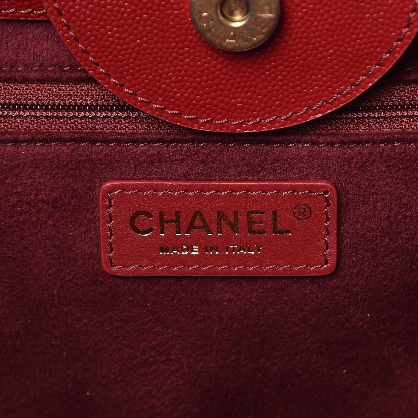 Caviar Small Studded Deauville Tote Burgundy