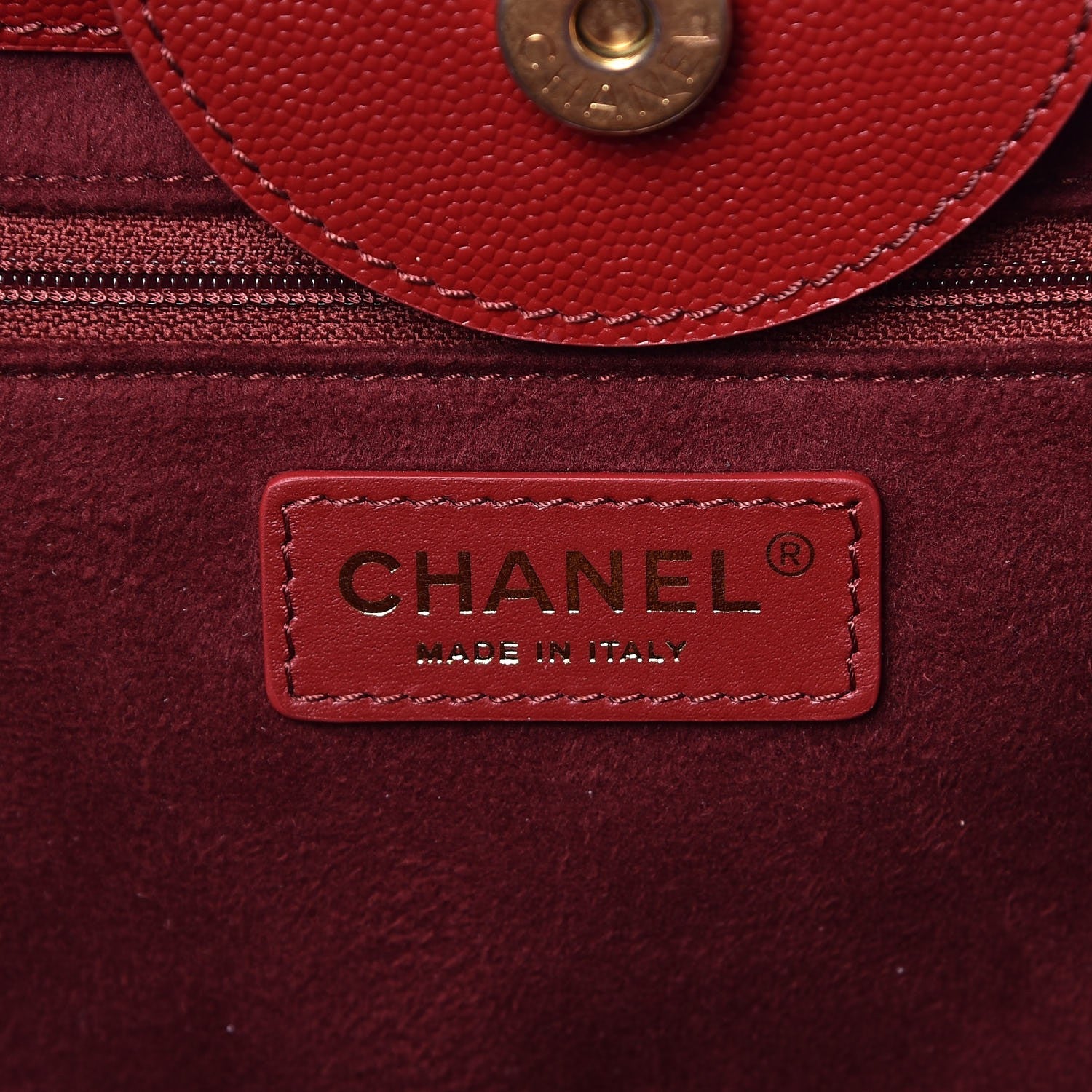 Chanel Caviar Small Studded Deauville Tote Burgundy 7 of 8