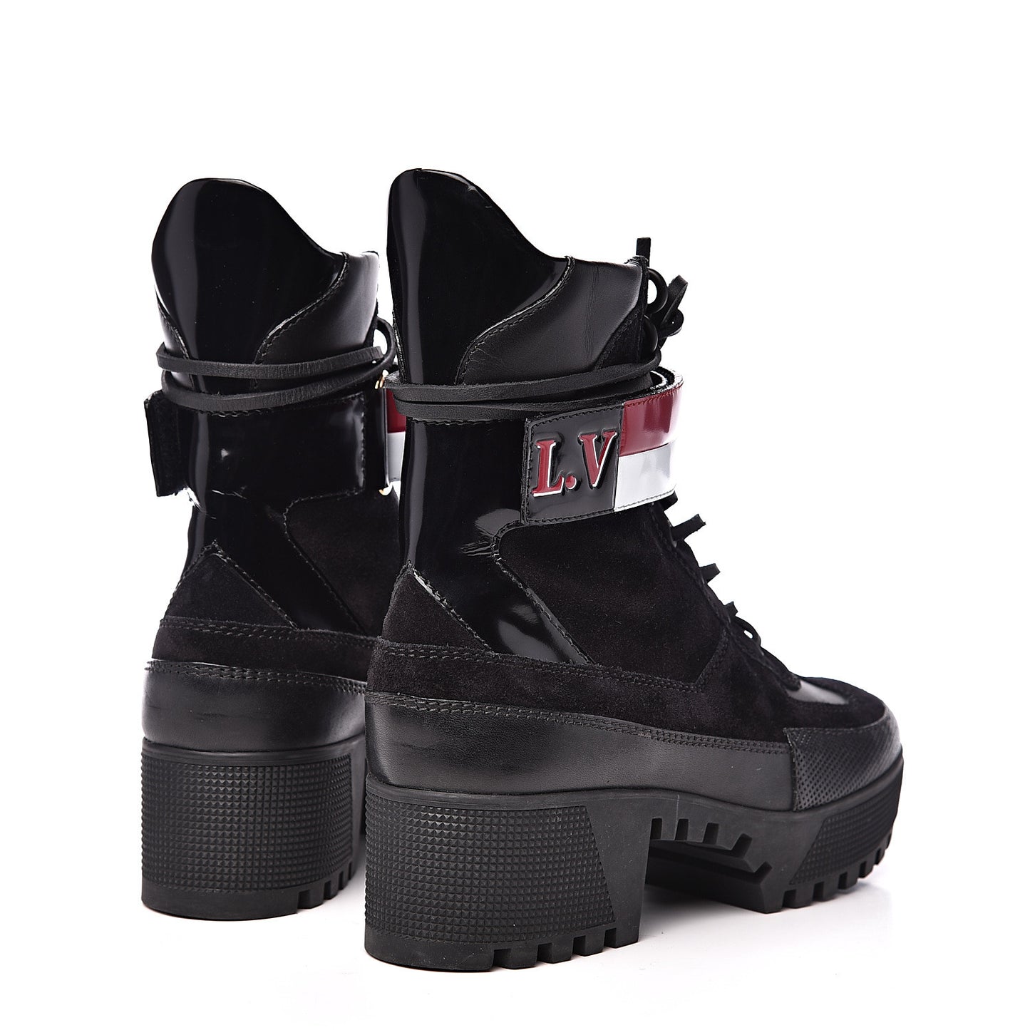 Suede Calfskin Laureate Platform Desert Boots 37.5 Black