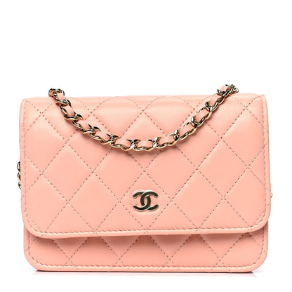 Chanel Lambskin Quilted Mini Wallet On Chain WOC Light Pink 1 of 4
