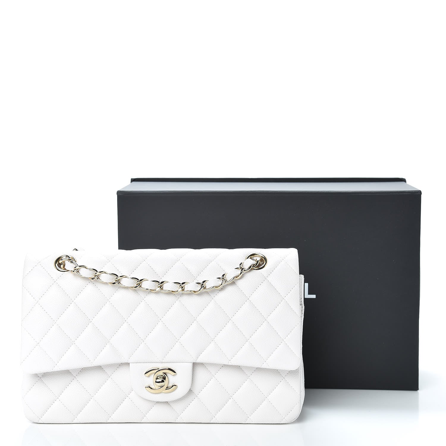 Chanel Caviar Quilted Medium Double Flap White 14 of 14