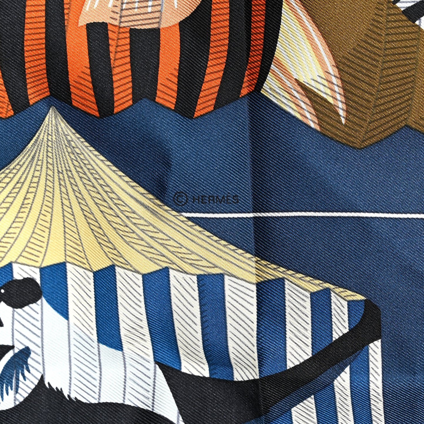 Silk Lanternes Ballons et Cocardes Scarf 90 Marine Multicolor