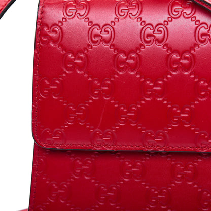 Gucci Guccissima Signature Medium Padlock Top Handle Bag Hibiscus Red 23 of 33