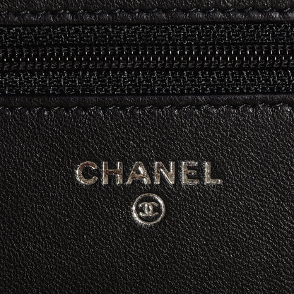 Chanel Lambskin Camellia Wallet on Chain WOC Black 6 of 8