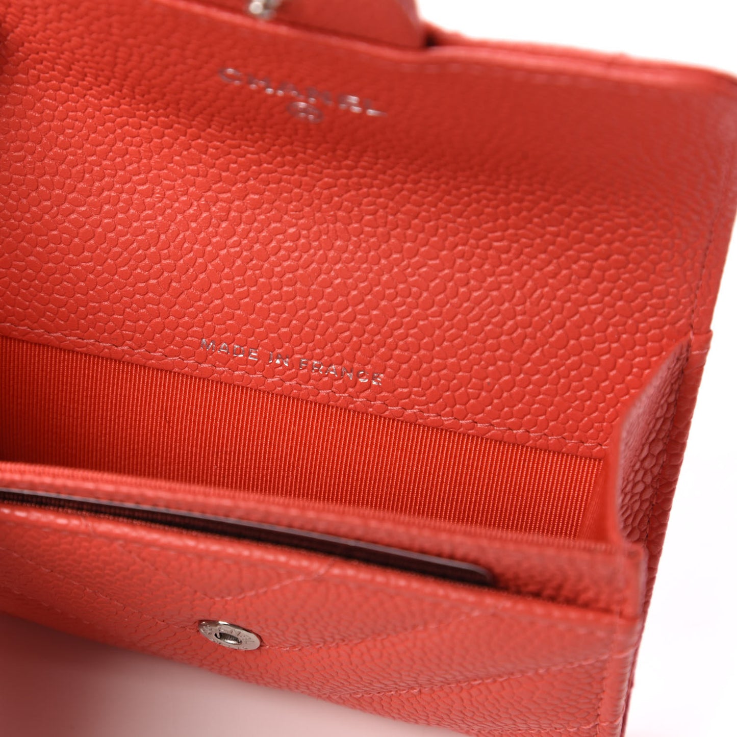 Caviar Chevron Quilted Flap Card Holder Orange