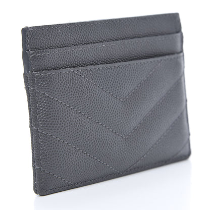 Saint Laurent Grain De Poudre Matelasse Chevron Monogram Credit Card Case Earth 3 of 9