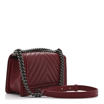Chanel Calfskin Chevron Quilted Medium Boy Flap Red 6 of 20