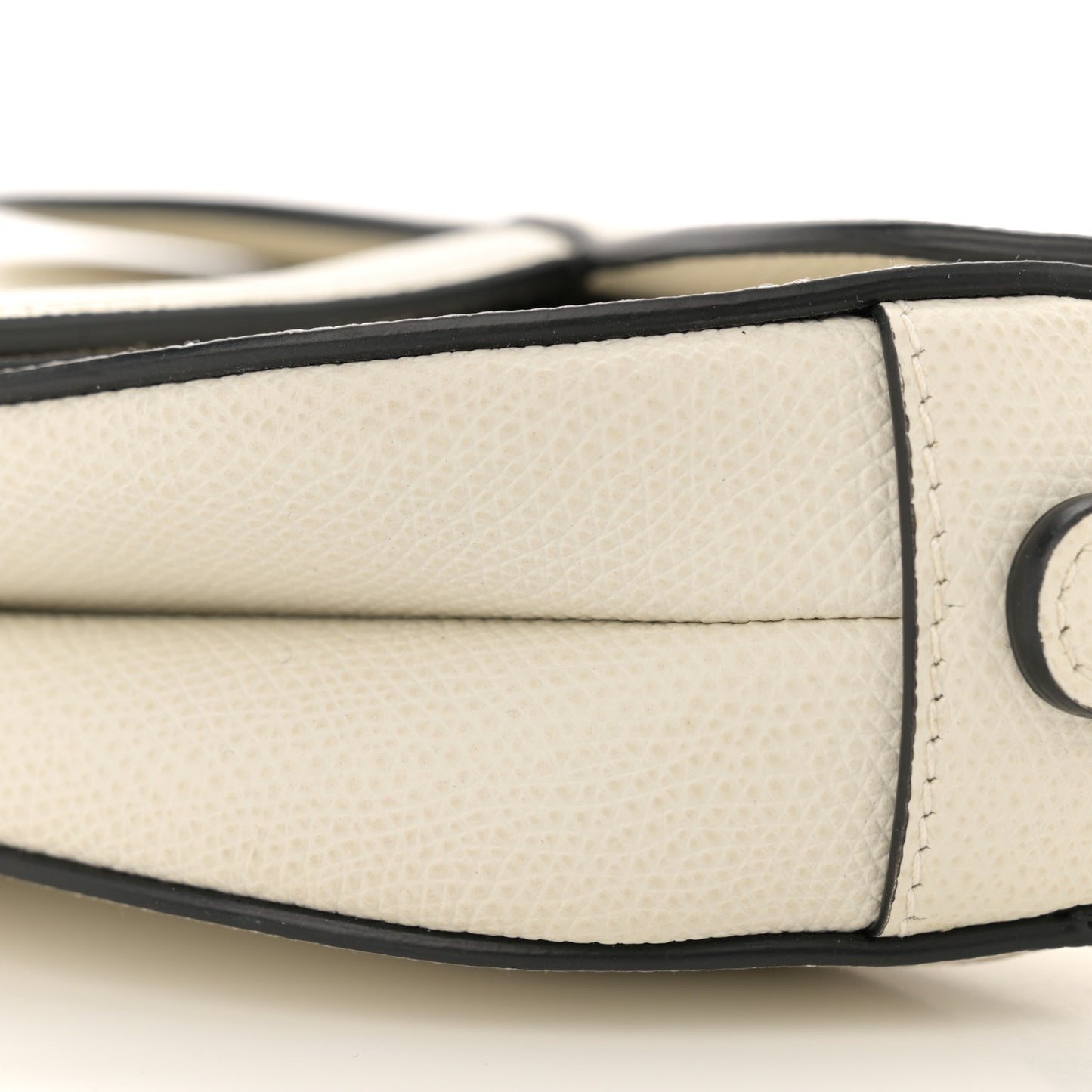 Grained Calfskin Mini Saddle Bag White