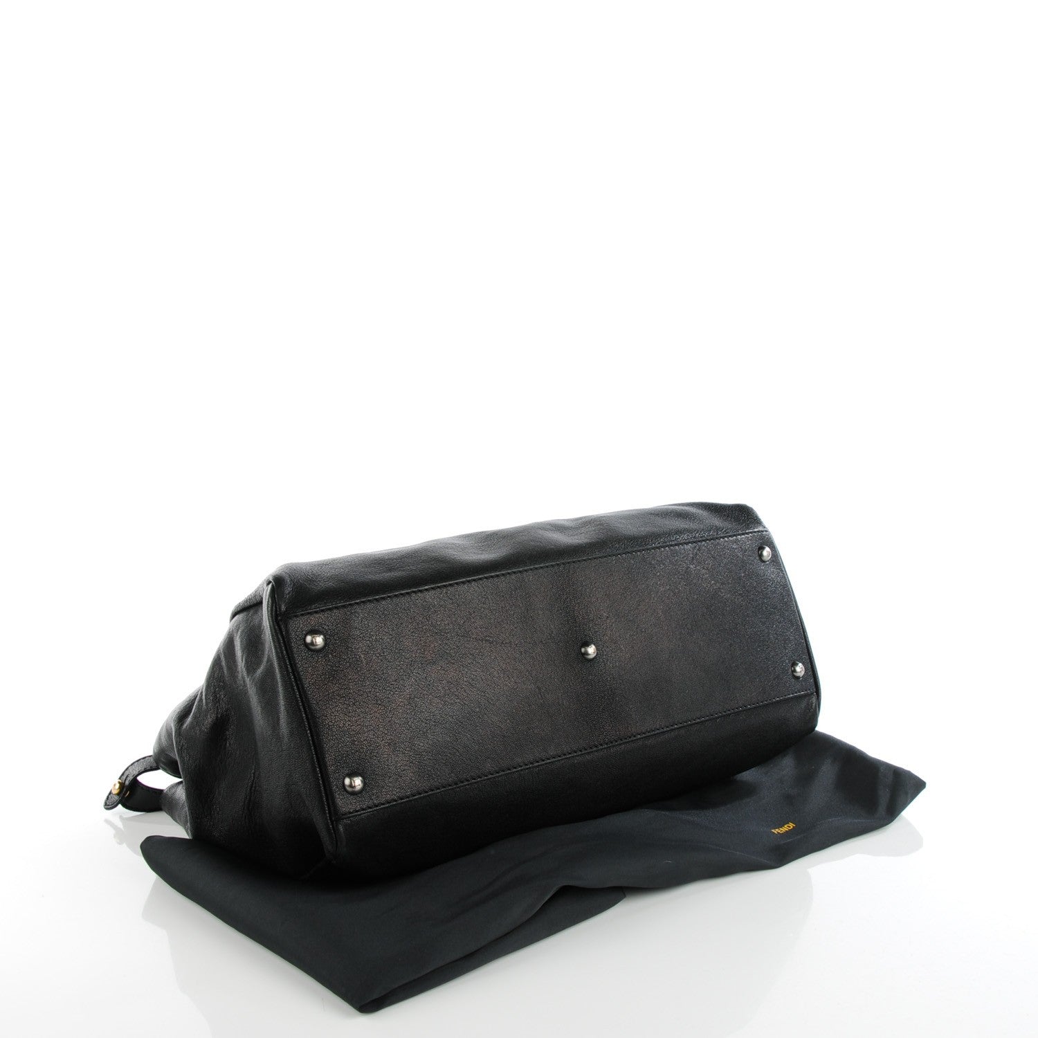 Fendi Goatskin Large Peekaboo Iconic Satchel Black 4 of 8