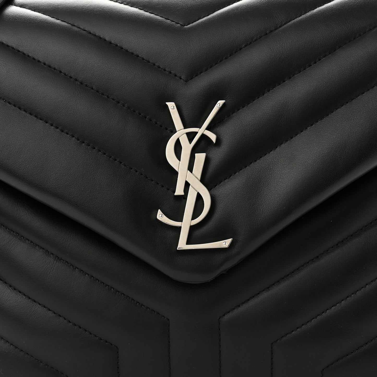 Calfskin Y Quilted Monogram Medium Loulou Chain Satchel Black