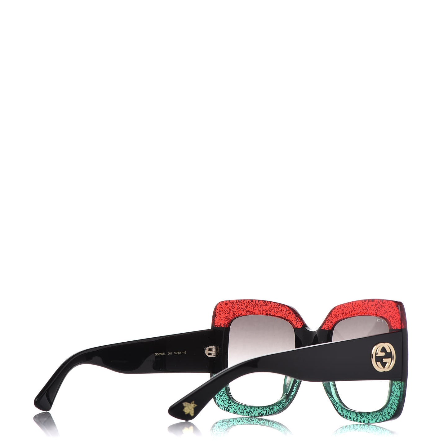 Square Frame GG0083S Sunglasses Glitter Red Black Green