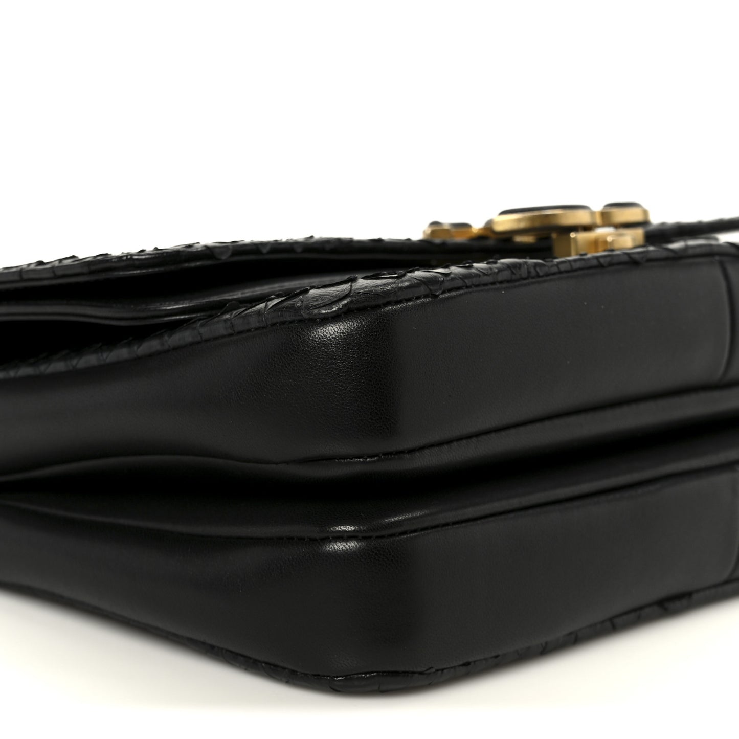 Snakeskin Large CC Chic Flap Black