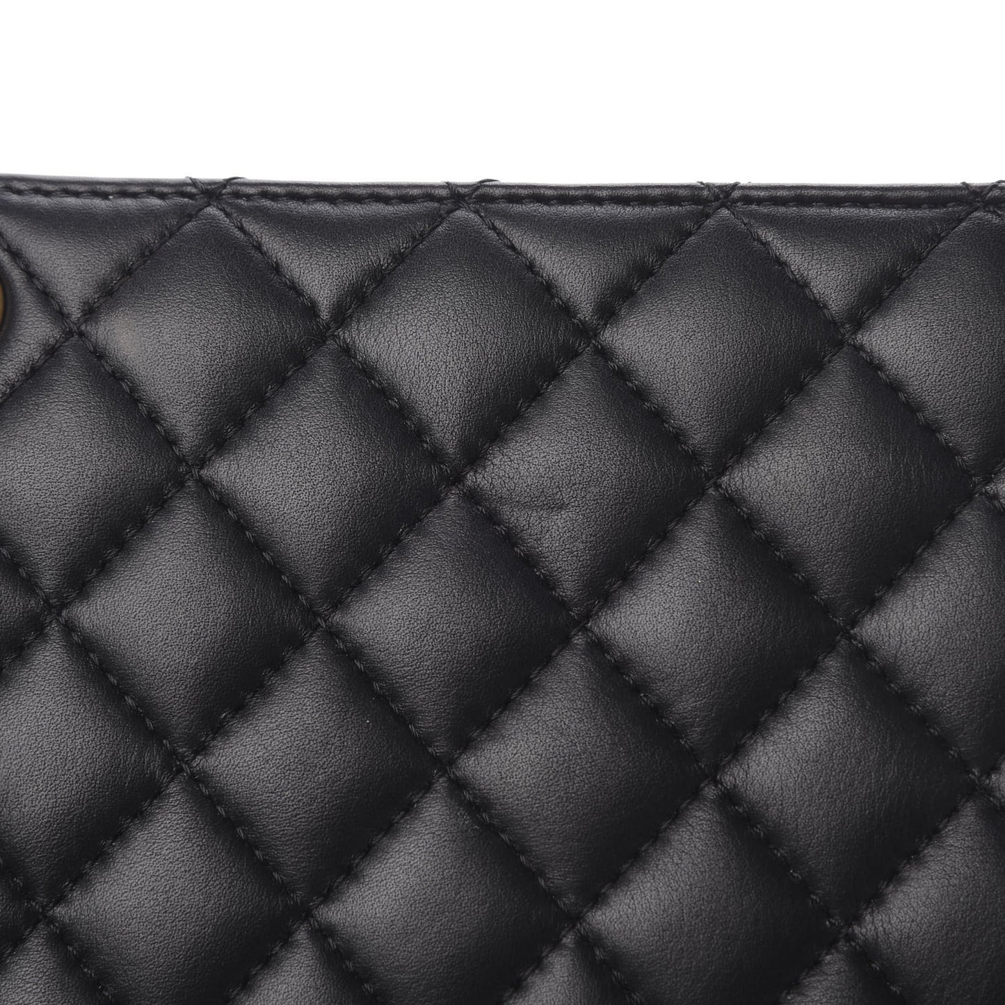 Calfskin Quilted CC Chain Accordion Tote Black