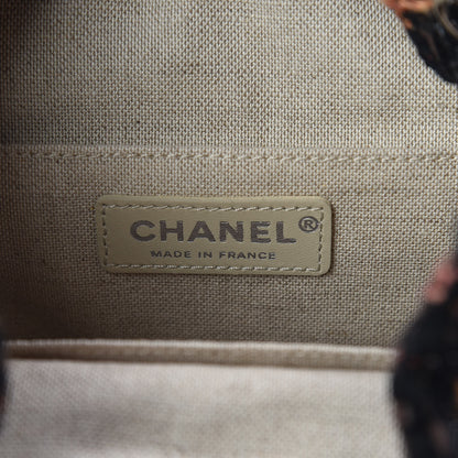 Chanel Tweed Calfskin Quilted Small Gabrielle Bucket Black Brown Orange 6 of 9