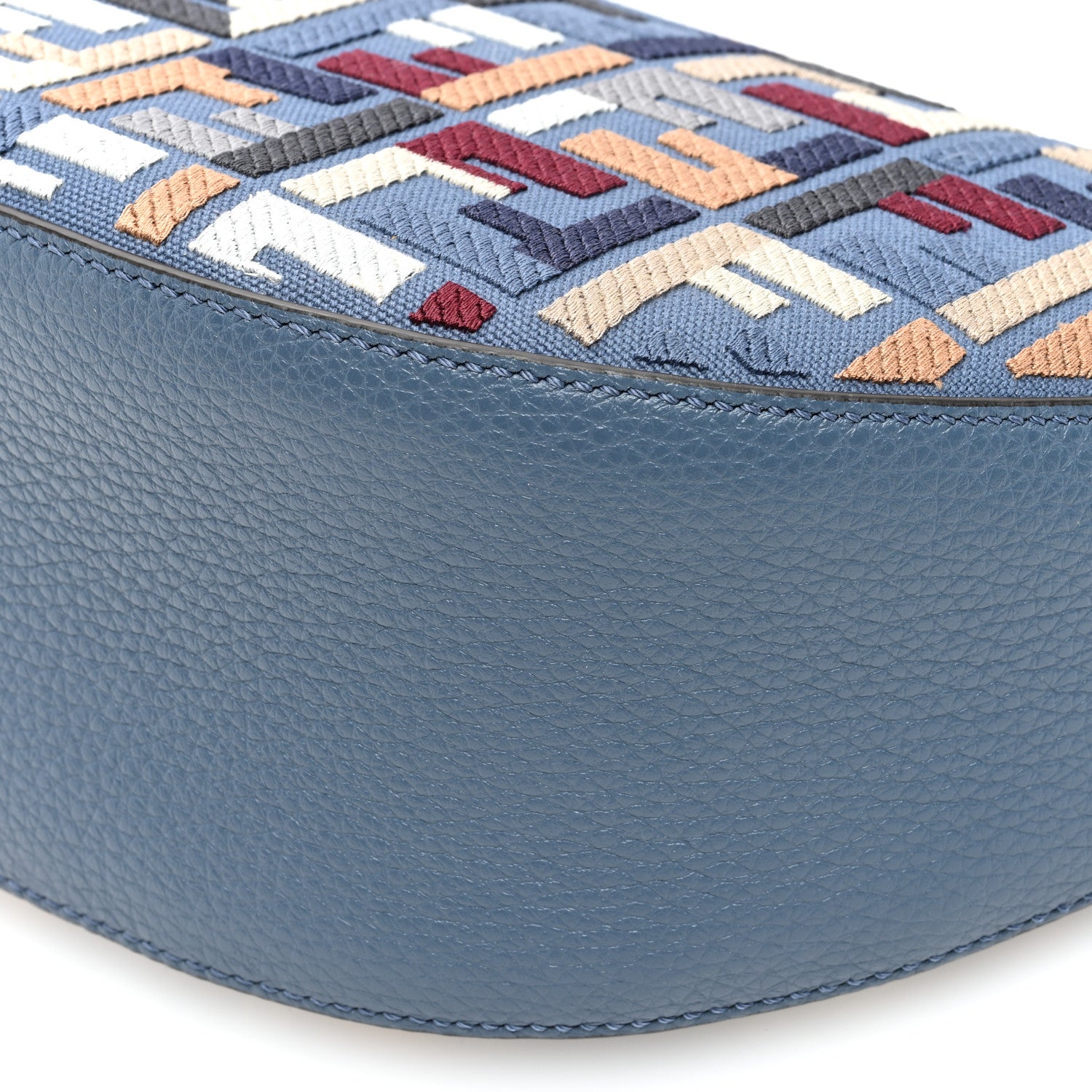 Fendi Yarn Canvas FF Multicolor Embroidered Chinese Valentines Small Melon Bag Blue 10 of 10