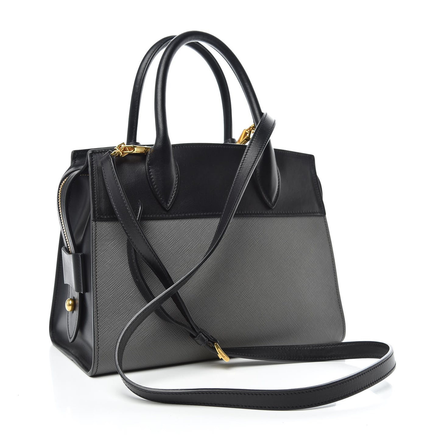 Saffiano City Calfskin Small Esplanade Tote Mercurio Black