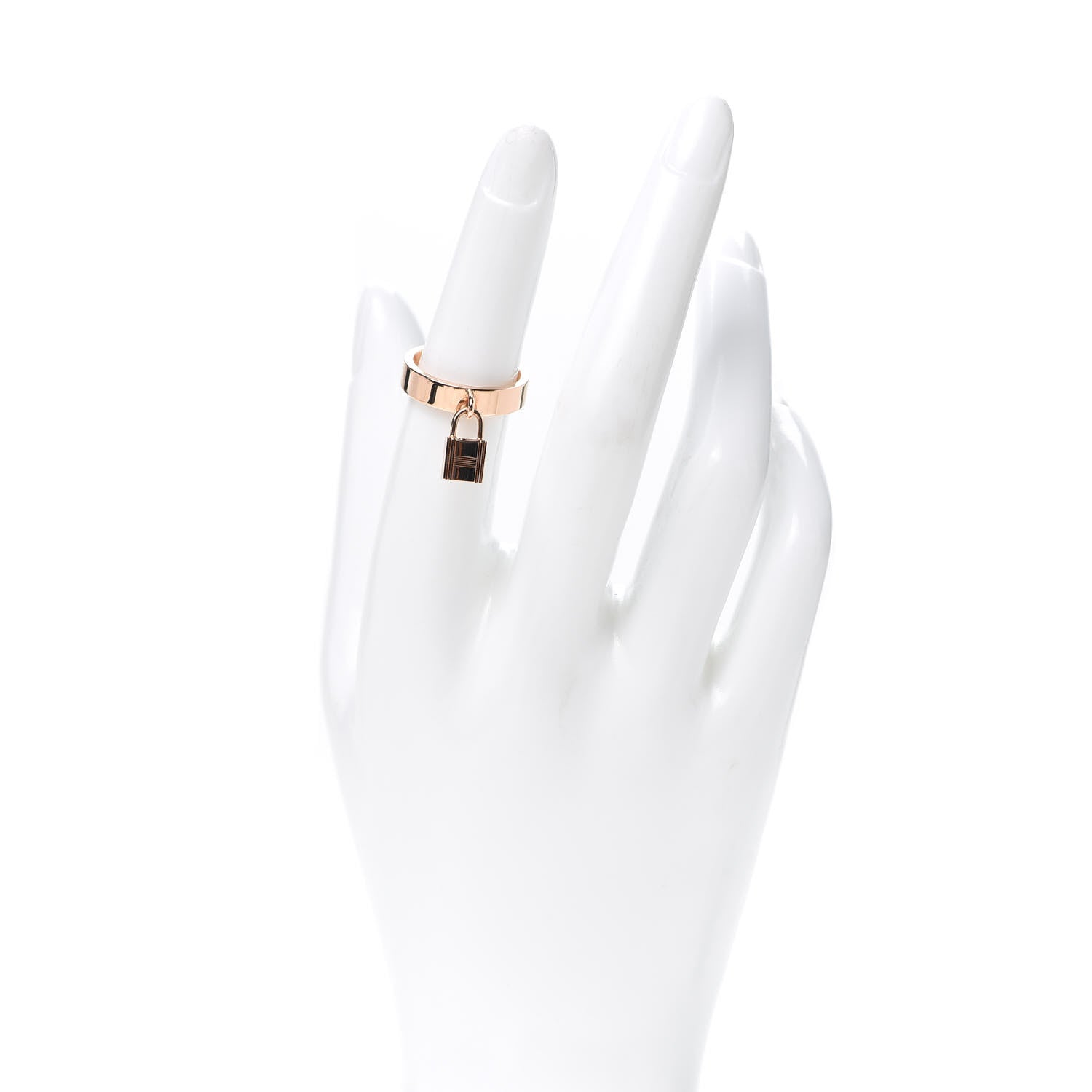 Hermes 18K Rose Gold MM Kelly Clochette Ring 51 5.75 2 of 5