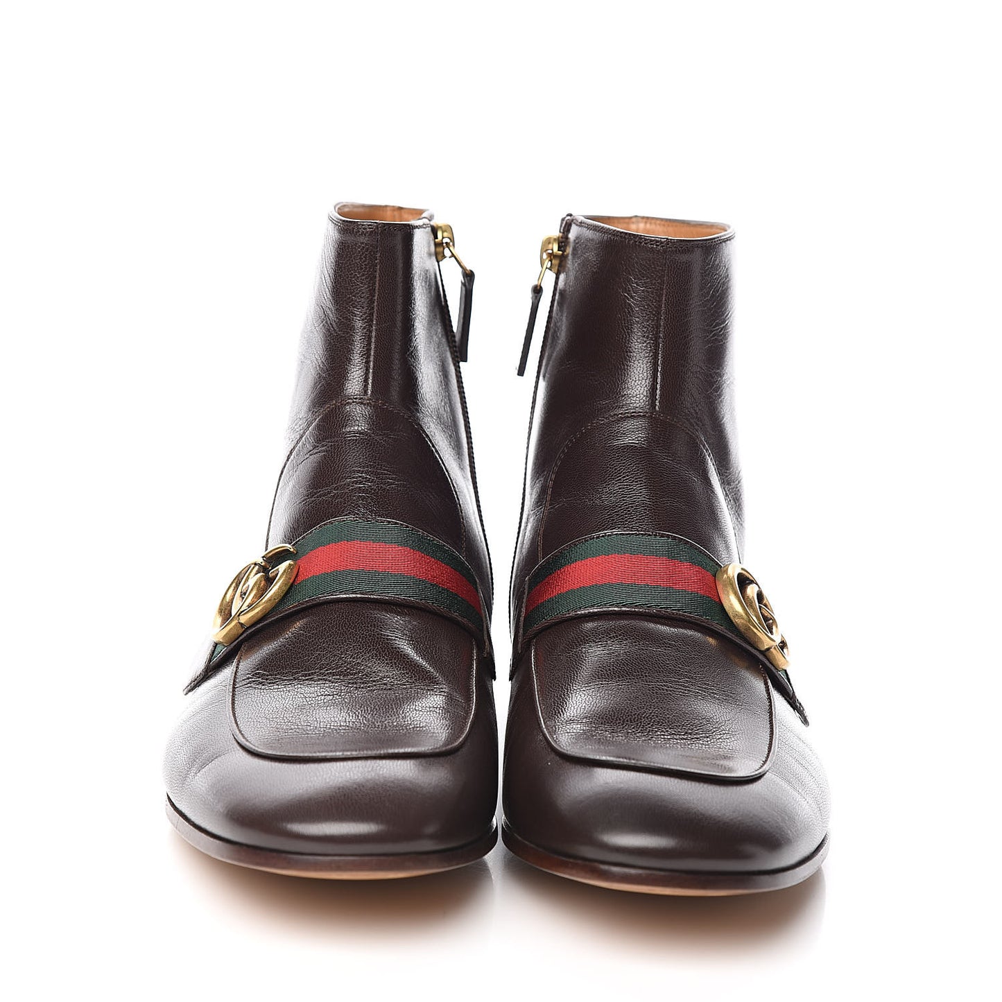 Goatskin Web Mens GG Ankle Boots 9 Cocoa