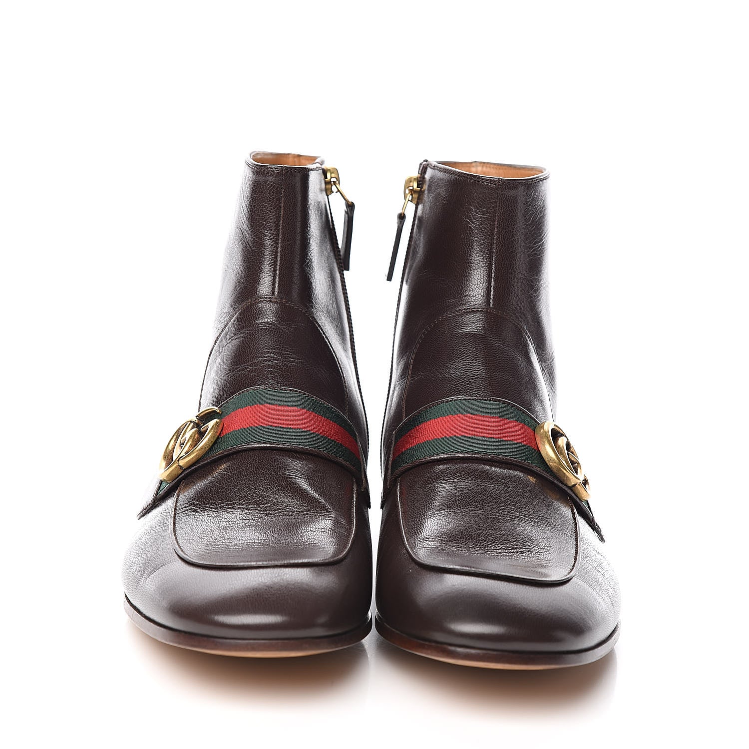 Gucci Goatskin Web Mens GG Ankle Boots 9 Cocoa 2 of 10