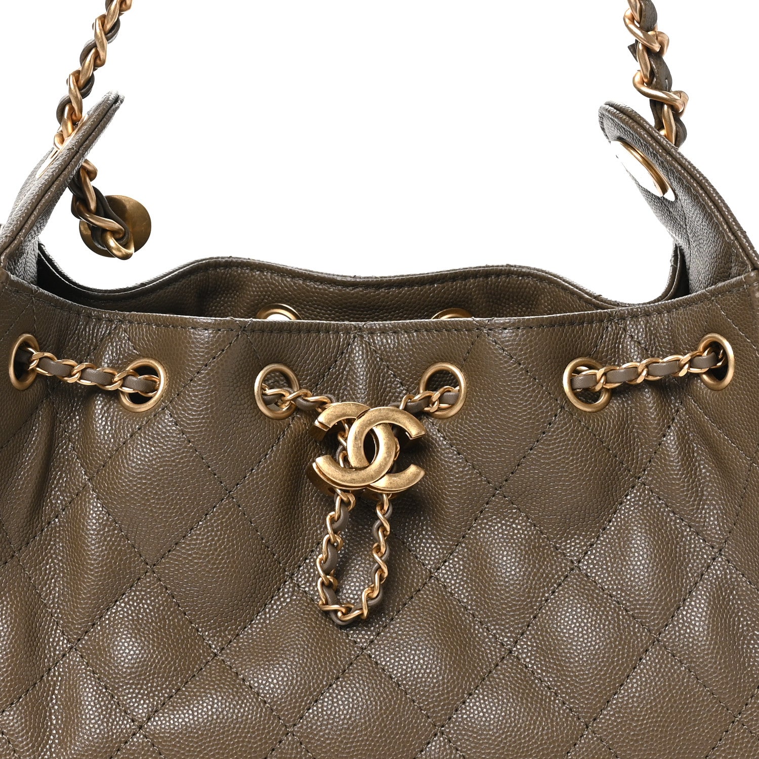 Chanel Caviar Quilted Mini Chanel 25 Handbag Dark Khaki 6 of 10