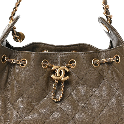 Chanel Caviar Quilted Mini Chanel 25 Handbag Dark Khaki 6 of 10