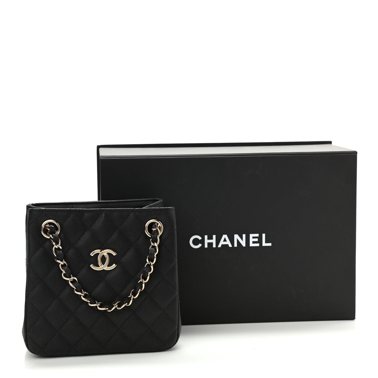 Caviar Quilted Mini Bucket Bag Black