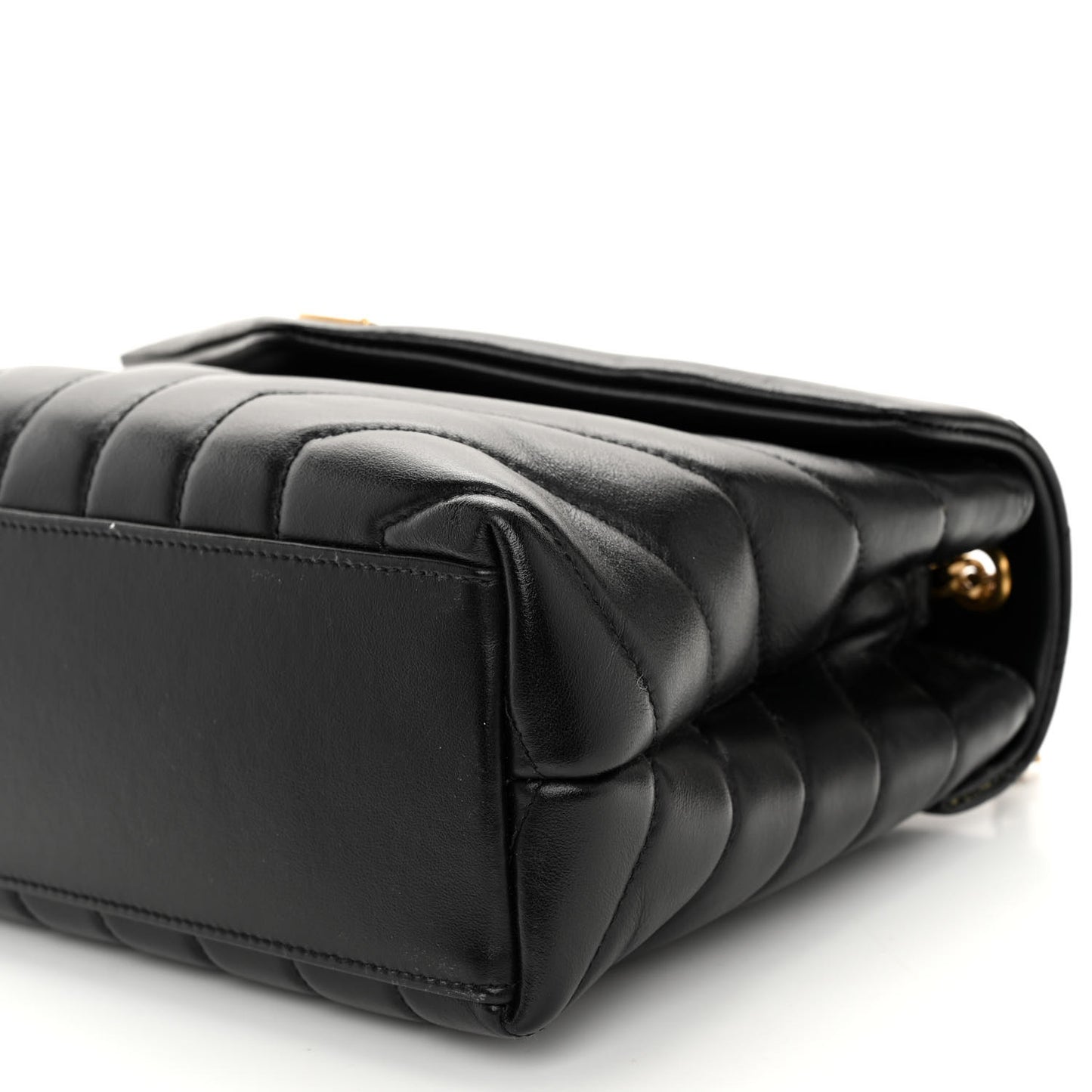 Calfskin Y Quilted Monogram Small Loulou Chain Satchel Black