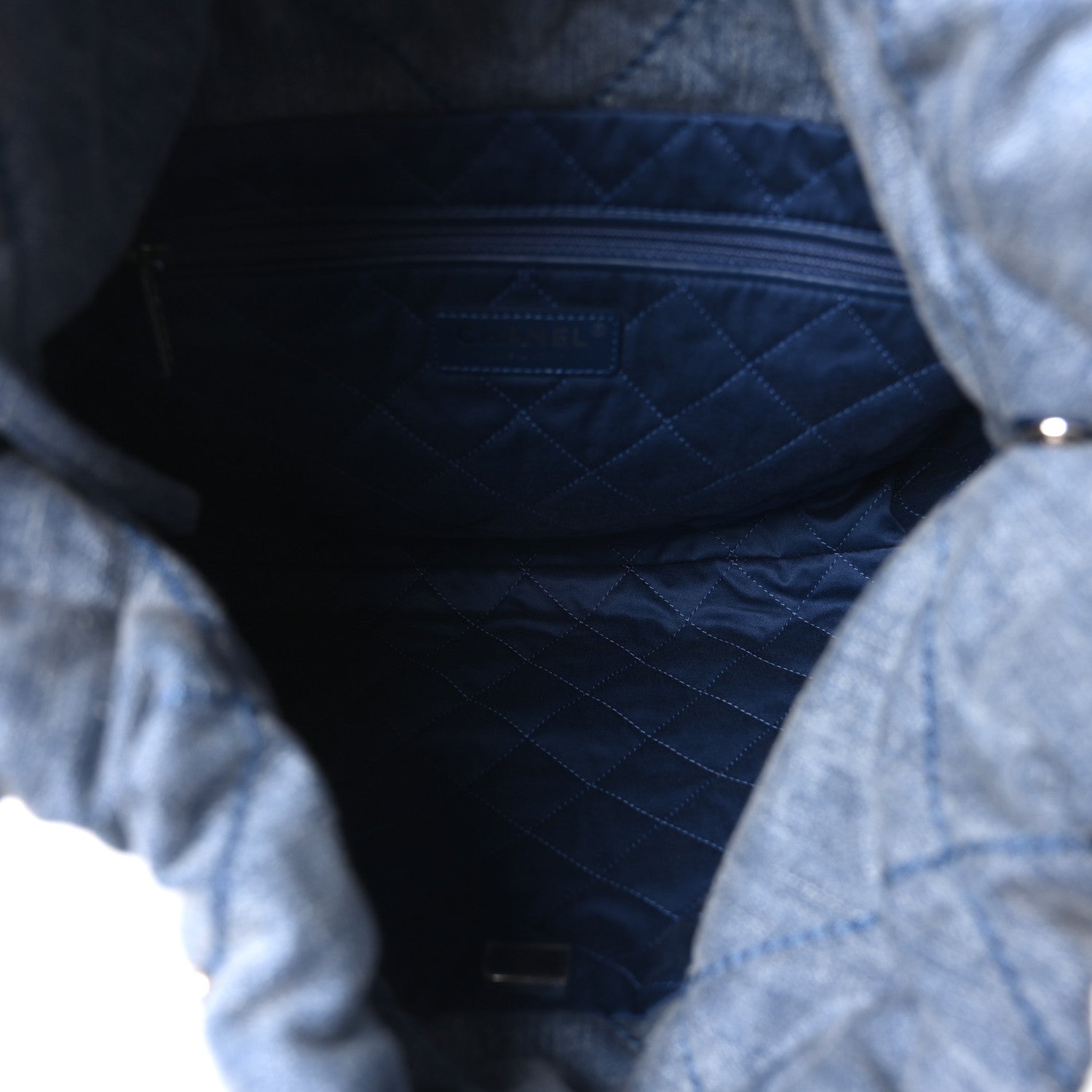 Chanel Washed Denim Quilted Studded Small Chanel 22 Blue 6 of 11