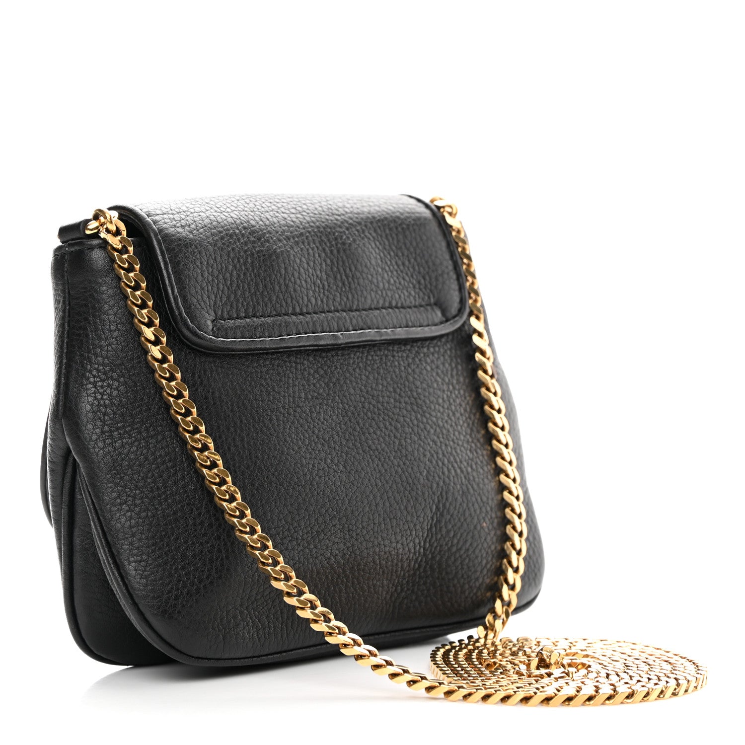 Gucci Pebbled Calfskin Small 1973 Chain Shoulder Bag Black 3 of 11