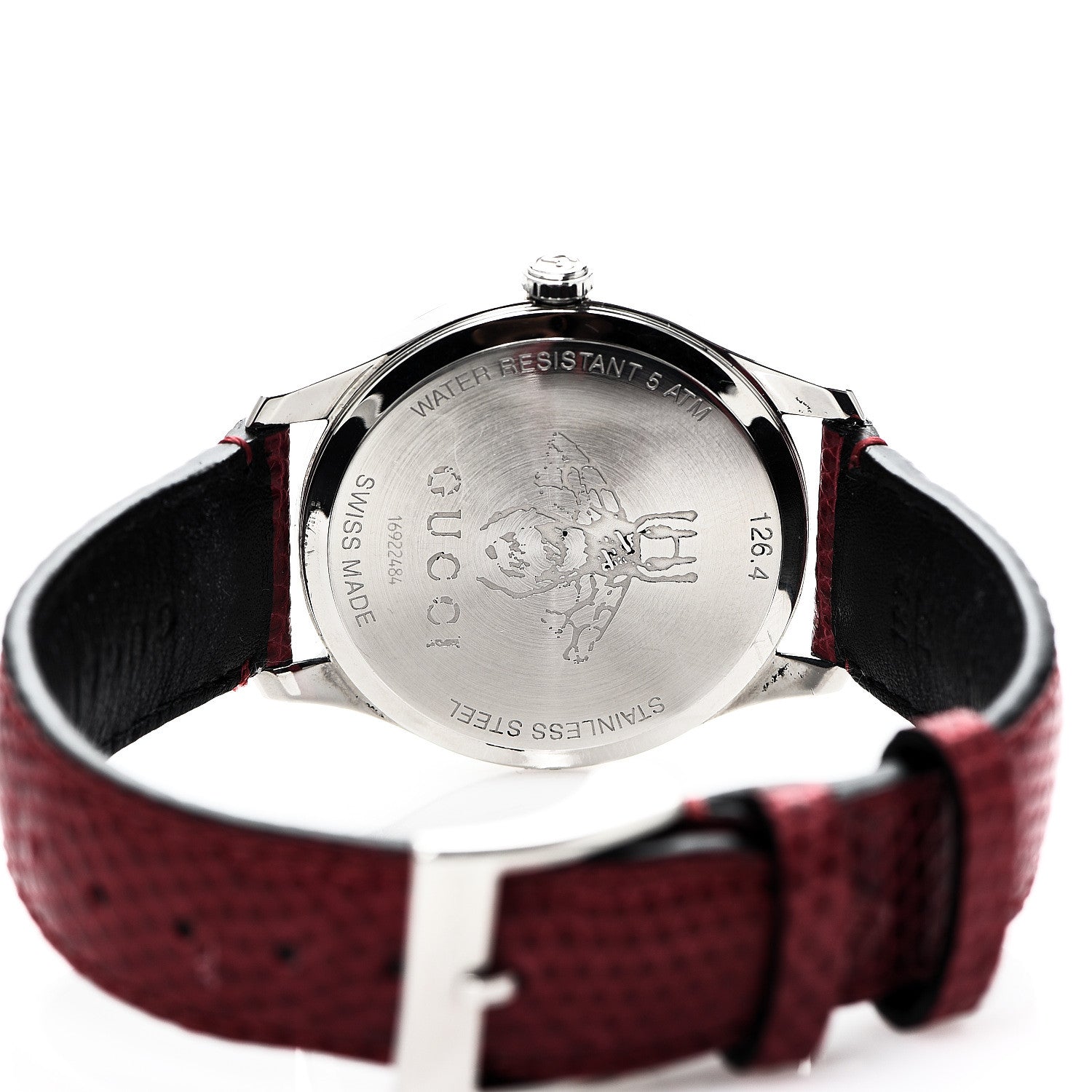 Gucci Stainless Steel Lizard Red Mother of Pearl 36mm G-Timeless Charm Quartz Watch 4 of 6