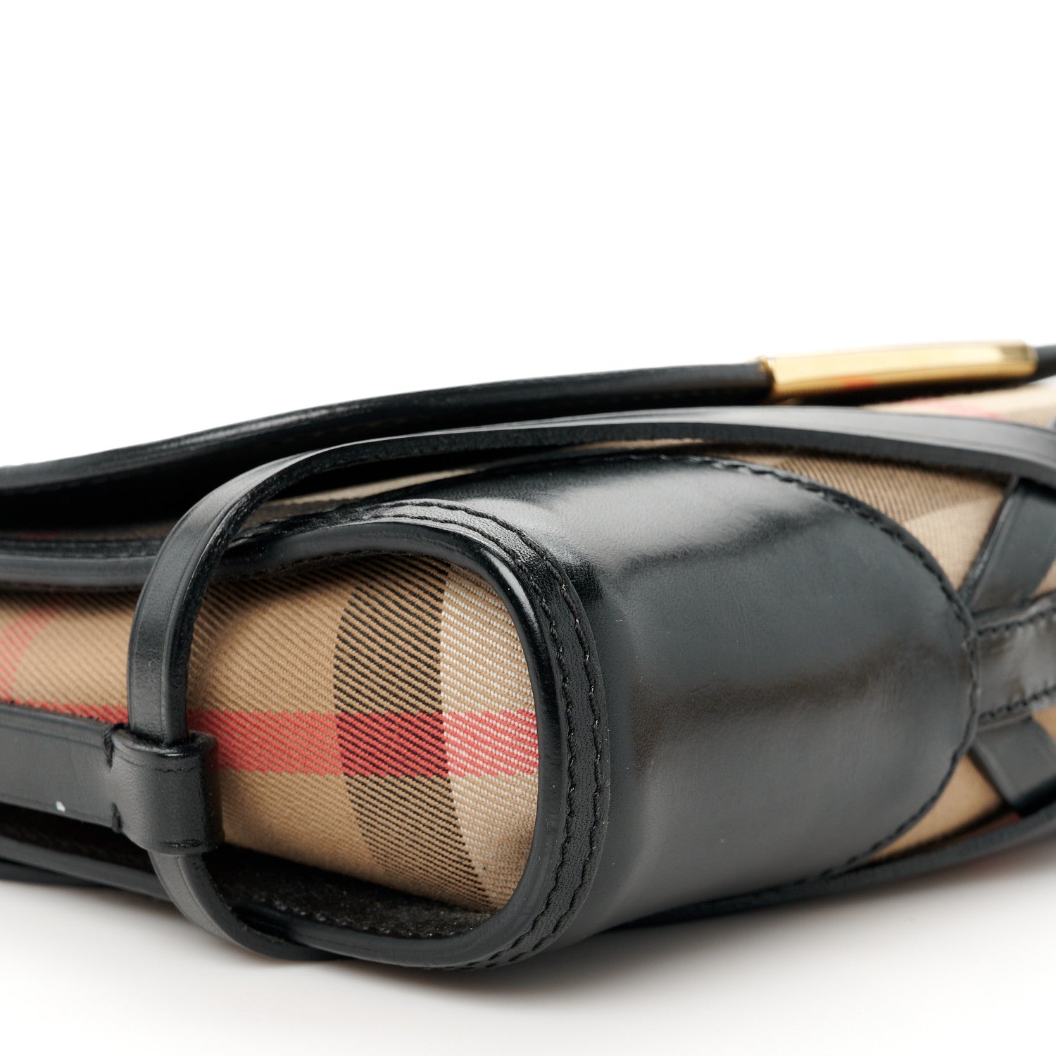 Burberry House Check Bridle Calfskin Small Abbott Crossbody Bag Black 9 of 10