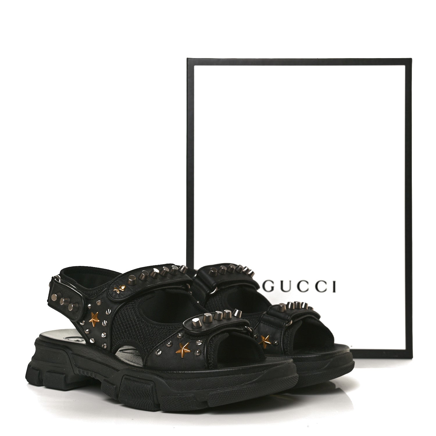 Gucci Nappa Mesh Studded Mens Aguru Sandals 11 Black 12 of 12