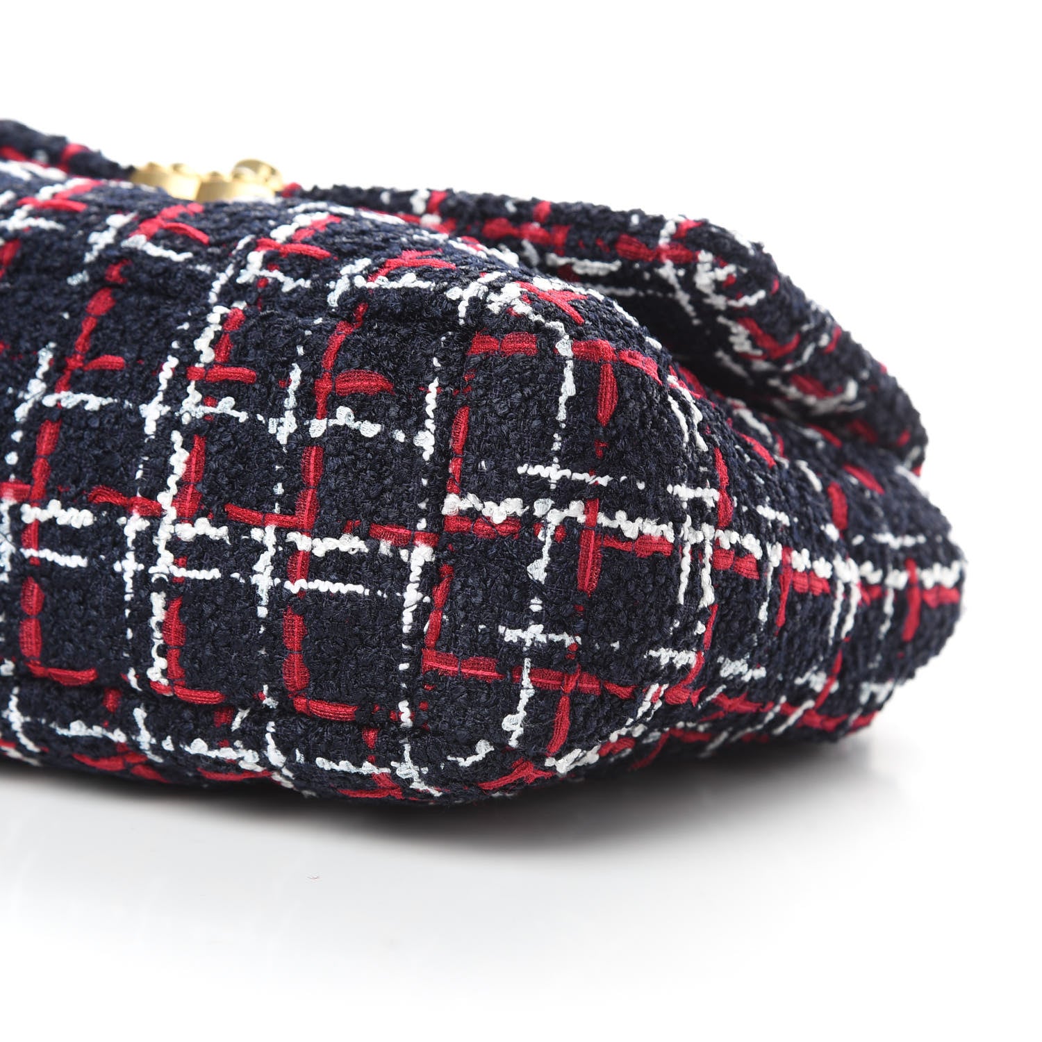 Chanel Tweed Quilted Medium 19 Flap Navy Blue White Red 10 of 10