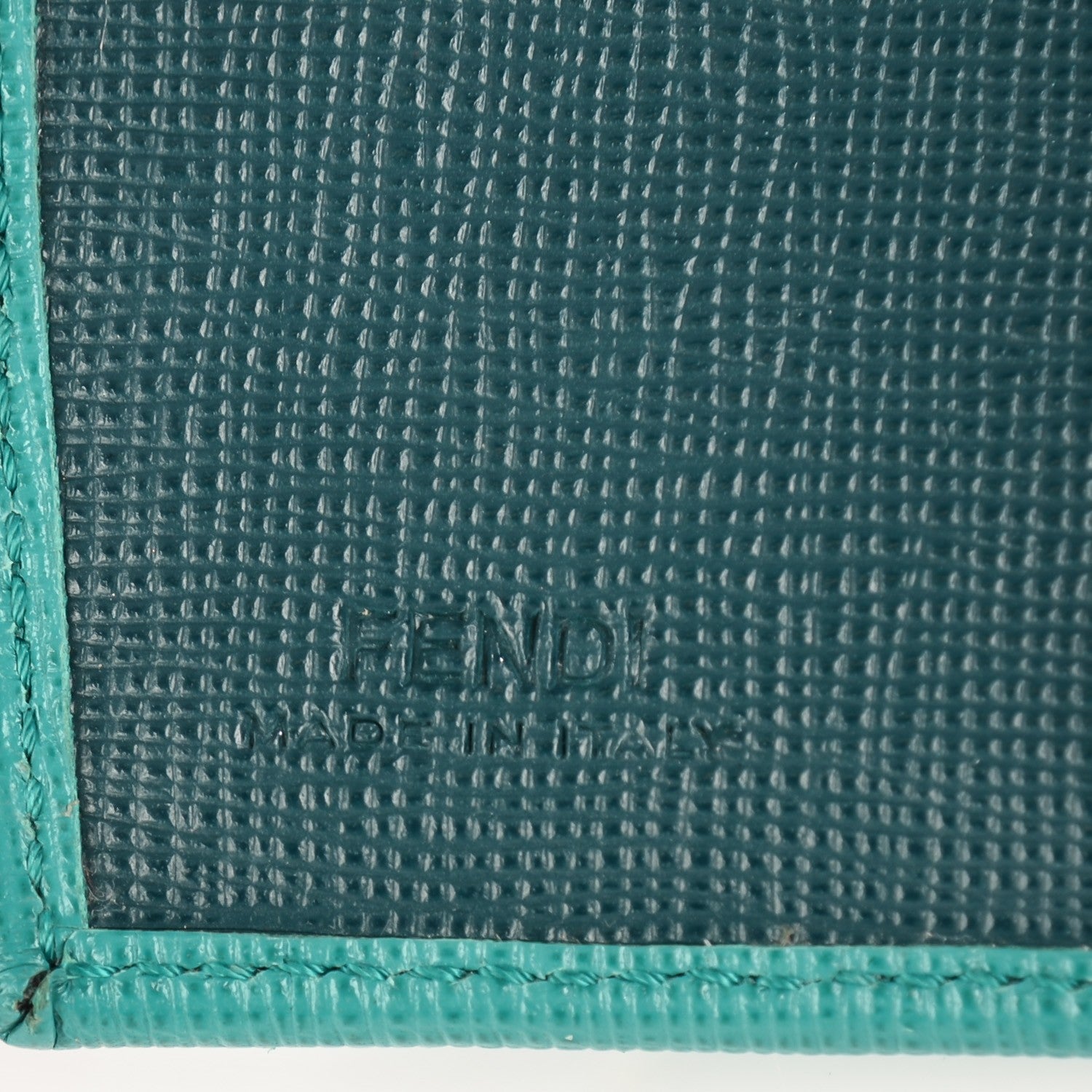 Fendi Vitello Elite Bi-Color Compact Wallet Lago Oceano 3 of 11
