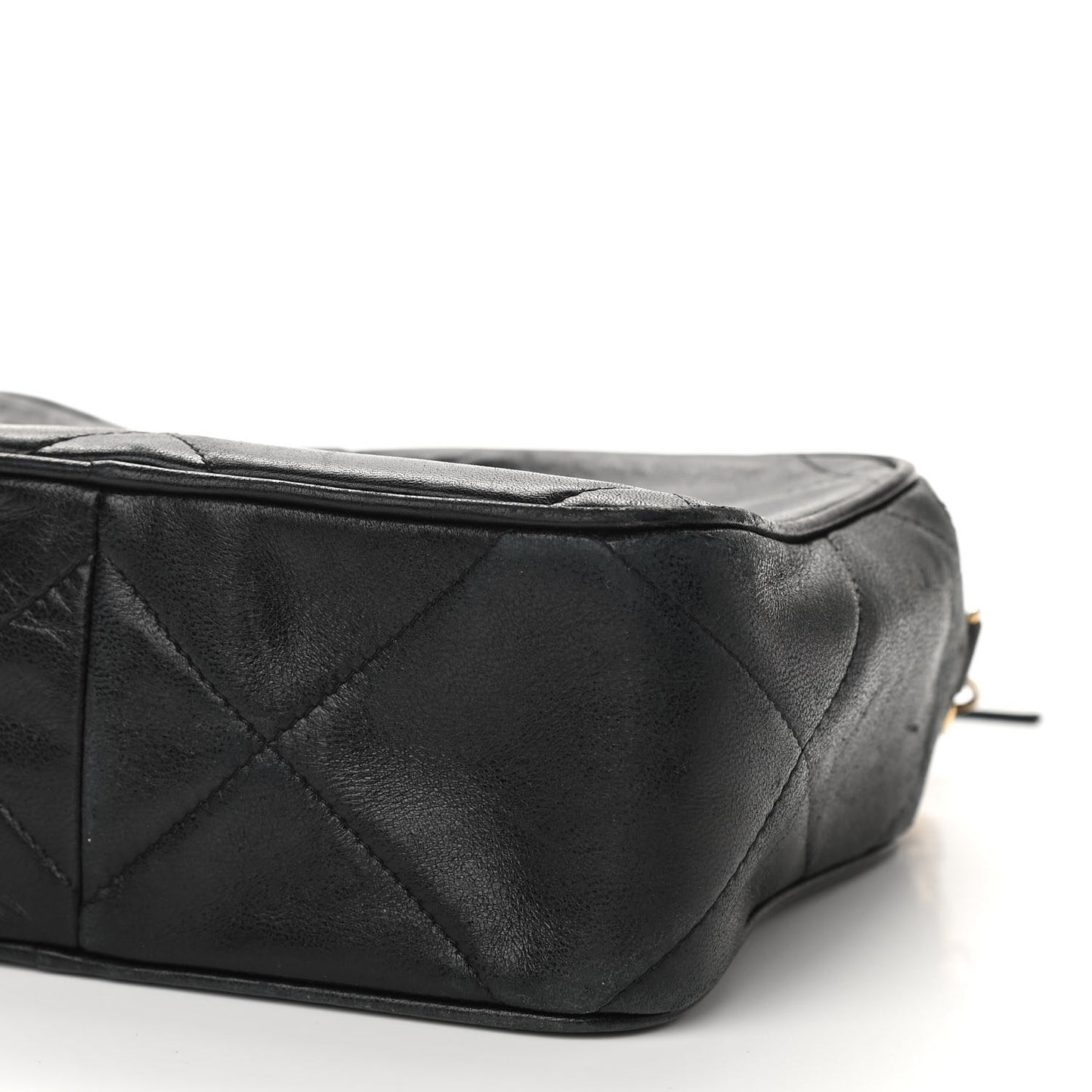 Lambskin Quilted CC Tassel Camera Case Black