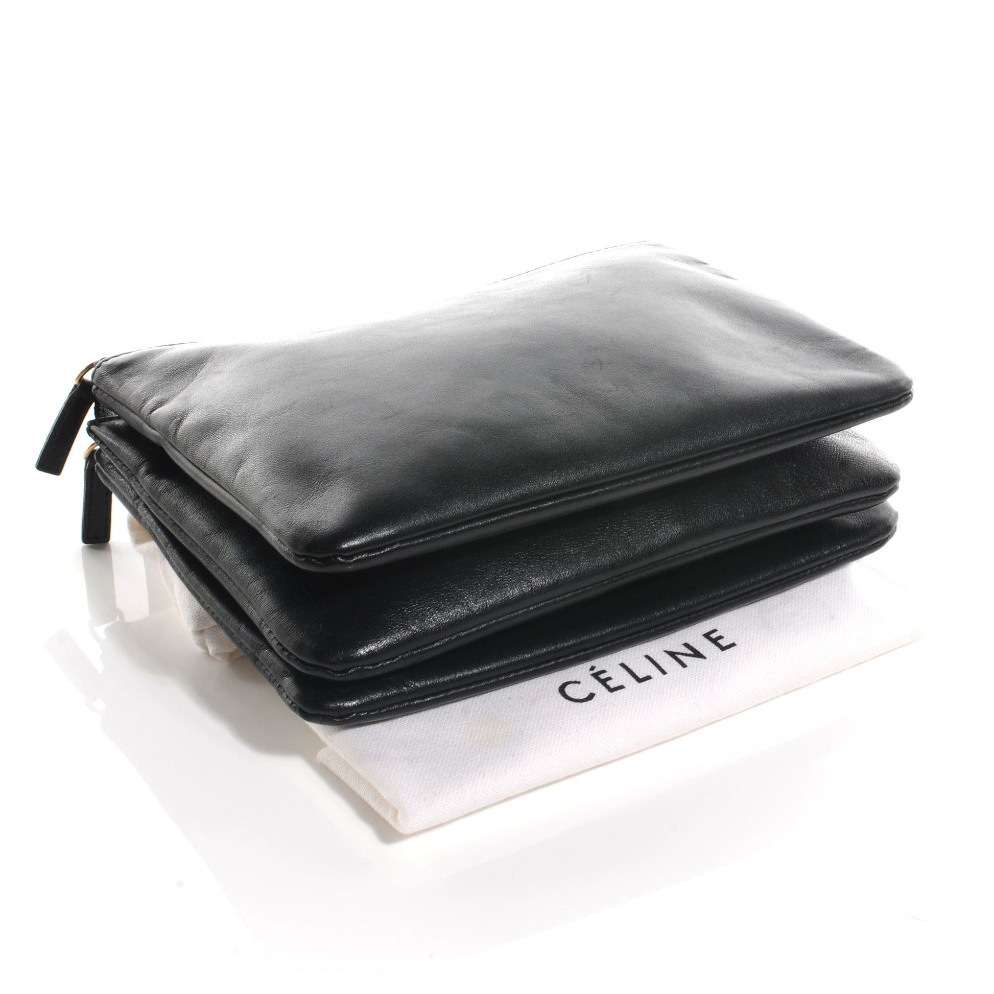 Celine Lambskin Small Trio Crossbody Bag Black 4 of 7