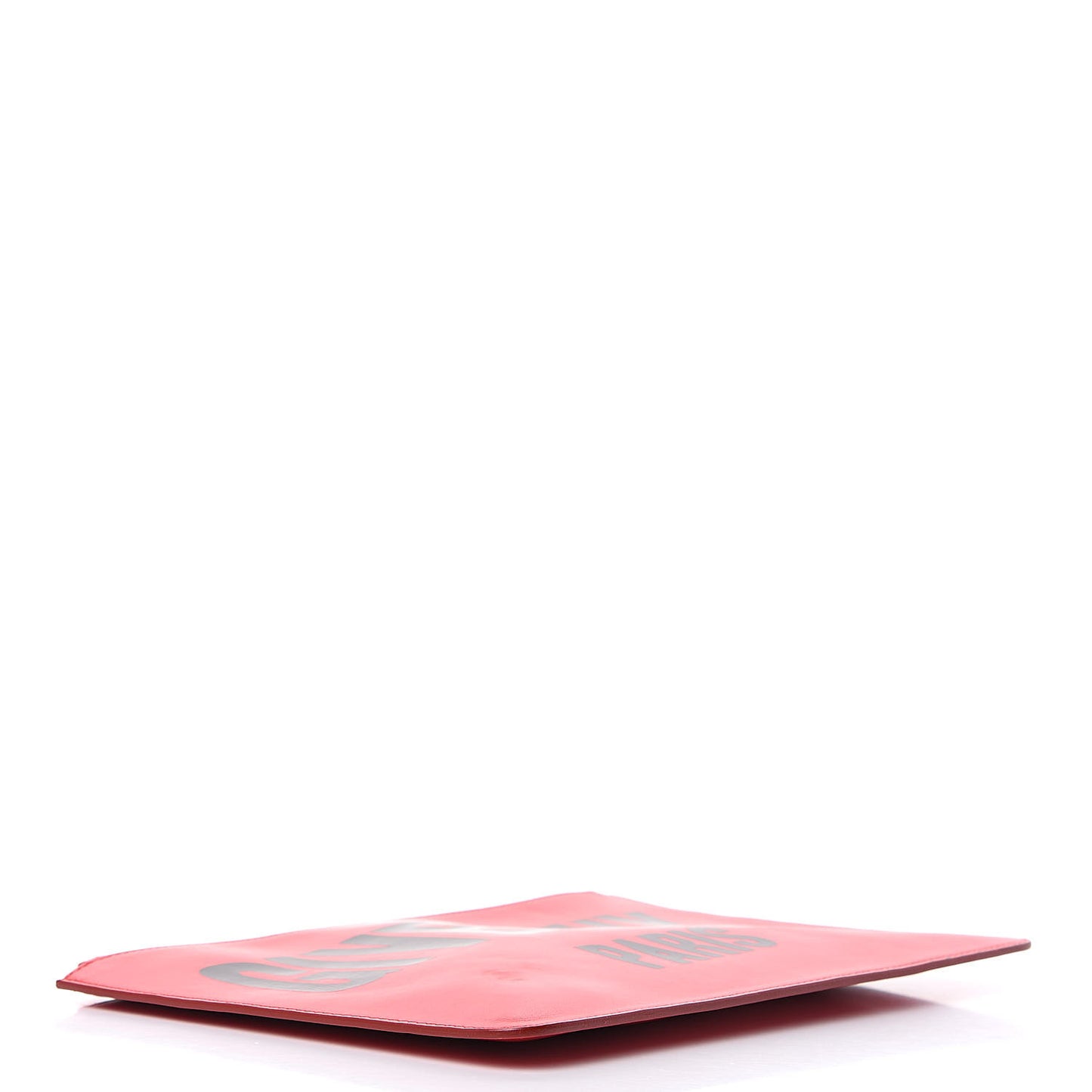 Calfskin Logo Zip Pouch Red