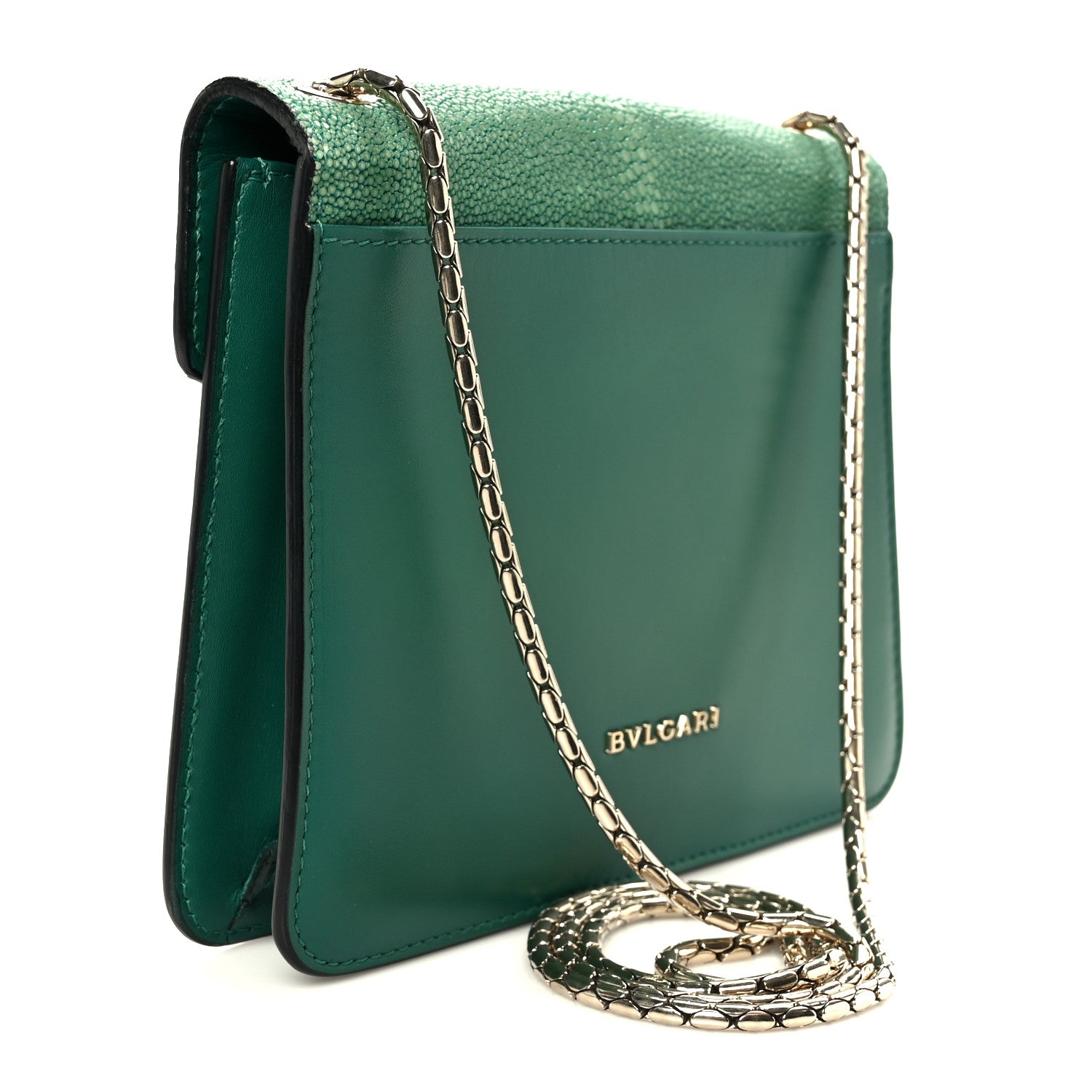 Bulgari Galuchat Calfskin Serpenti Forever Crossbody Bag Green 4 of 12